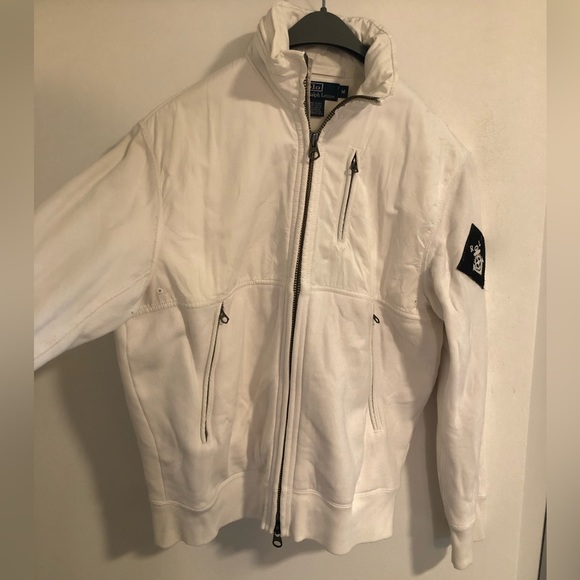 POLO Ralph Lauren white zip up sweater - size Medium - Picture 2 of 2